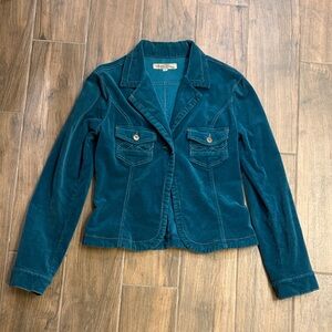Vintage Paris Blues Turquoise Corduroy Blazer Jacket